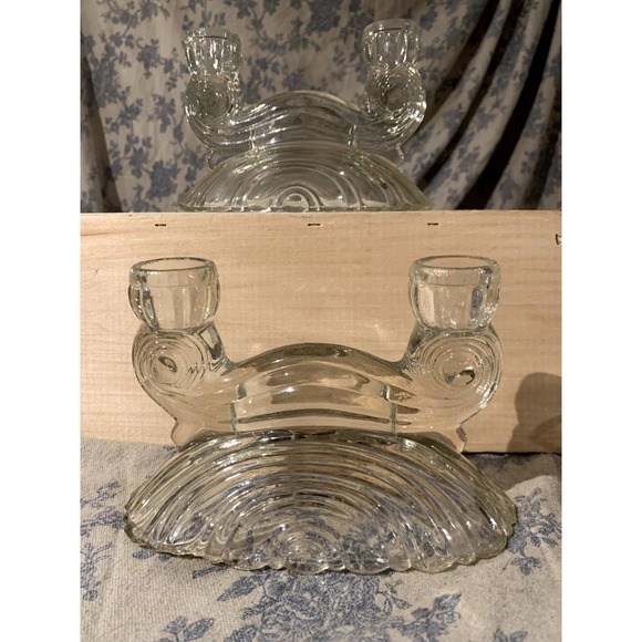 Pair of Vintage Double Light 208 Candlesticks by Slick Glass Company - Picture 2 of 16